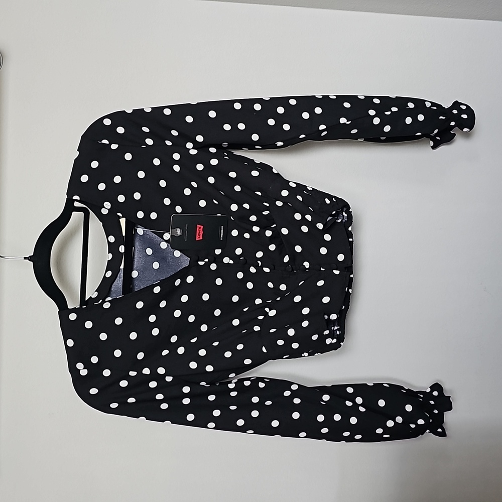 Levi's crop polka dot casual formal with vintage buttons